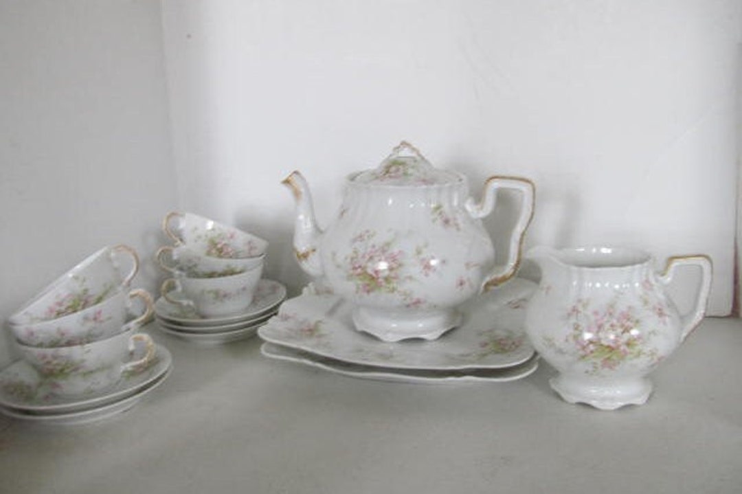Theodore Haviland Limoges Teapot Set Pink Roses Limoges Platters