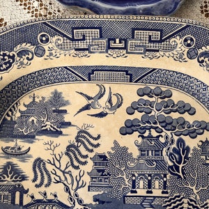 Blue Willow Platter Rare C E Staffordshire  Blue Transferware Willow ware Platter Blue Willow Plates Blue Willow Serving Platter