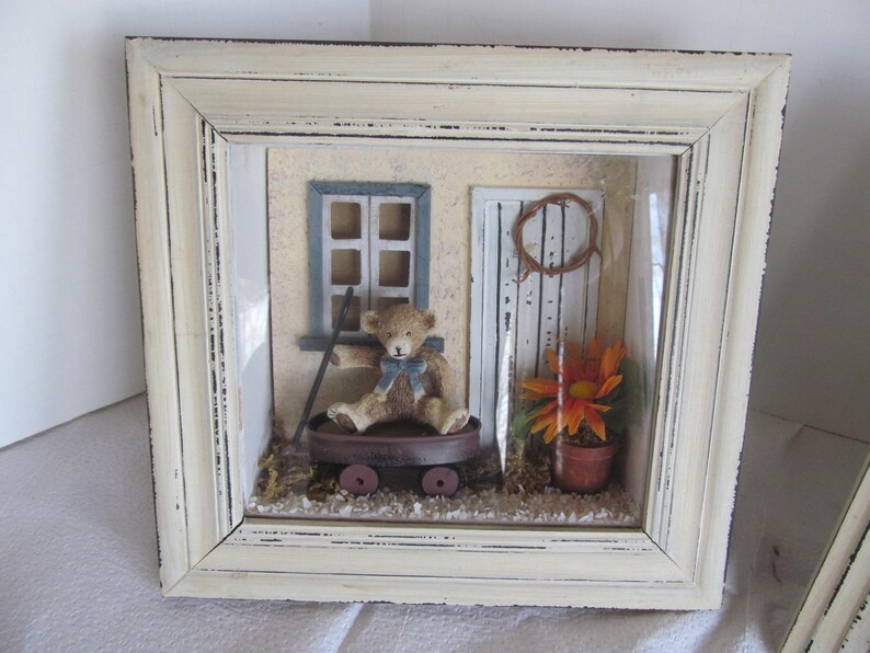 Teddy Bear Red Wagon Shadow Box Nursery Room Wall Decor Etsy