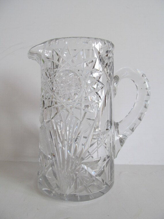 Clear Glass Pitcher Iced Tea Pitcher Glass Handle Crystal Etsy