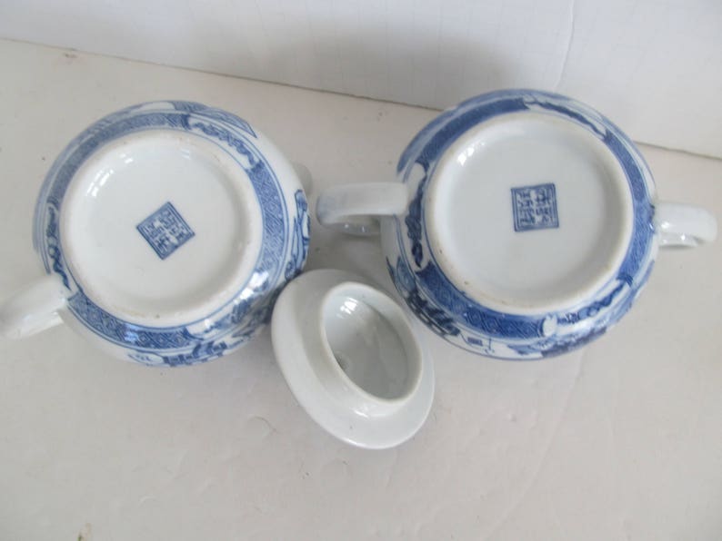 Blue and White Sugar and Creamer Set Oriental Sugar Creamer Etsy