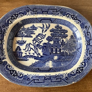 Celebrate Blue Willow Platters Rare China Blue Plates Blue Transferware Willow ware Platter Blue Willow Plates Blue Willow Serving Platter