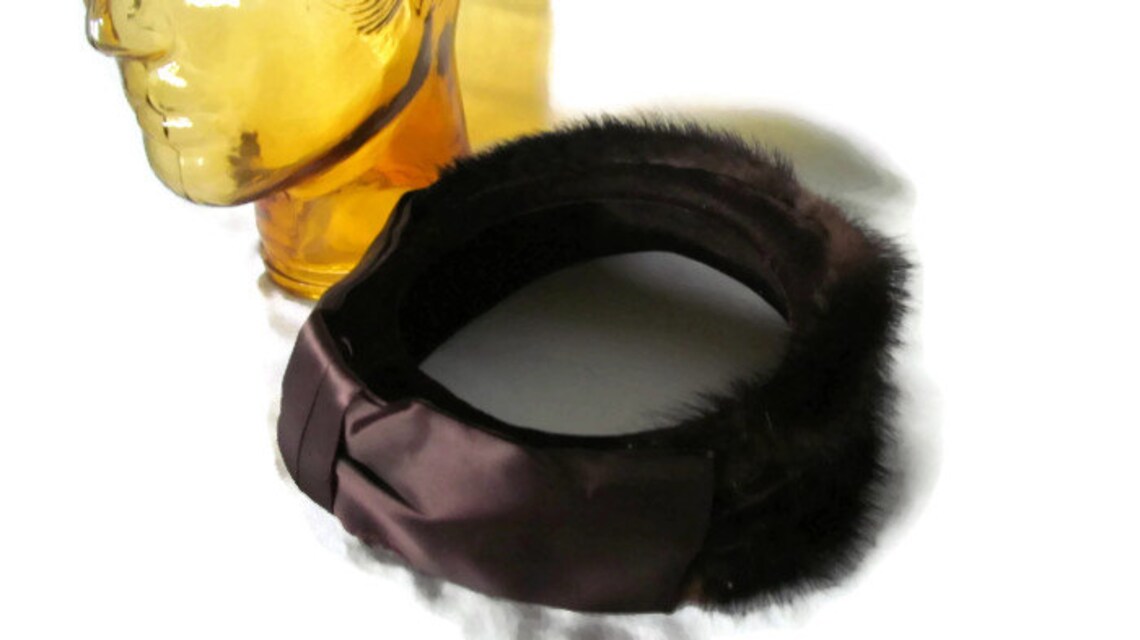 Stunning Beaver Fur Hat Big Brown Satin Bow Chapeau Hat Real Etsy