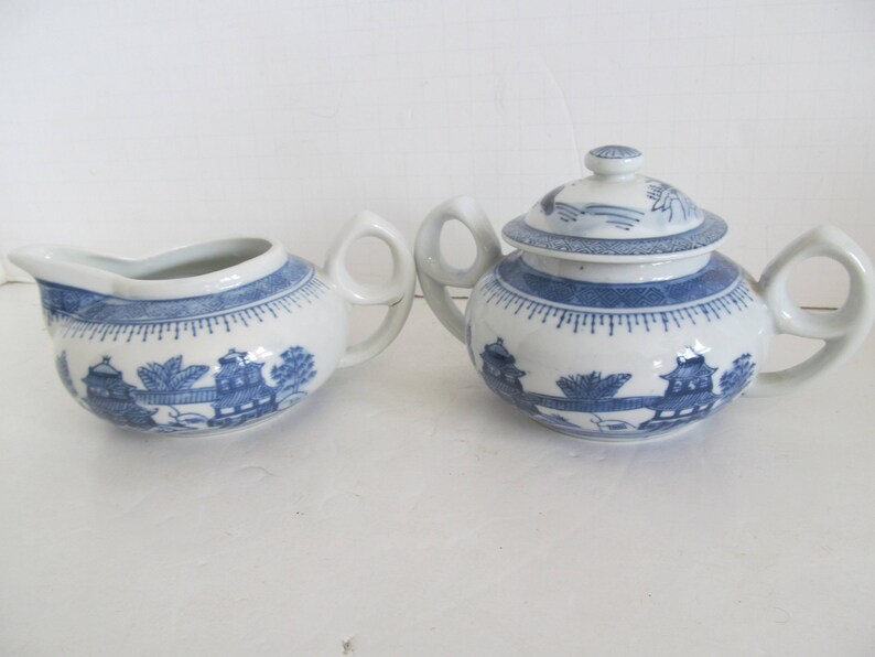 Blue and White Sugar and Creamer Set Oriental Sugar Creamer Etsy