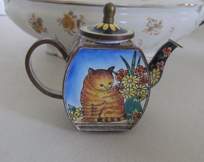 Kelvin Chen Teapot Enamel Copper Teapots Cat Teapot Miniature Tea Pots