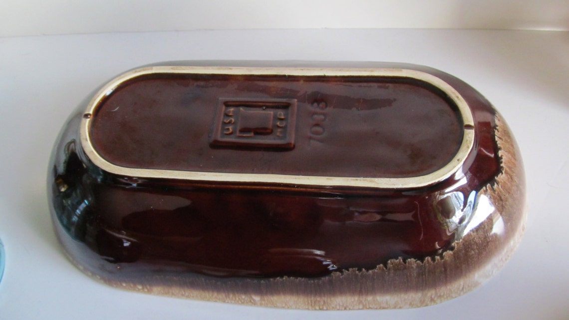 Mccoy Brown Pottery Divided Casserole Serving Dish USA Pottery Etsy
