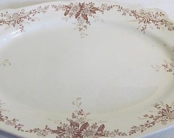 16 x 12 Large Antique Brown Transferware Platter Victorian era Platters Maddock Hendrick Aesthetic Movement 1800s China Antique Platters