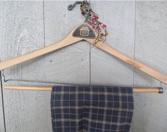 Mid Century Wooden Hanger Wood Dovetail Quality Adjustable Suit Coat Hanger for Slacks Vintage advertising wooden Coat hangers Closet