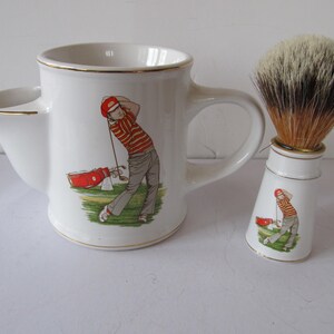 Golfer Antique Shaving Scuttle Shaving Brush Shaving Mugs Mens Shaving Cup Man Cave Decor Gifts for Him Fathersday Golfer Gifts Grandpa Dad