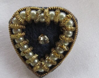 Antique Victorian Jewelry Heart Brooch 1800s Victorian Brooch Heart Pins Brooch Pearls Heart Shaped Jewelry Edwardian Jewelry Brooches