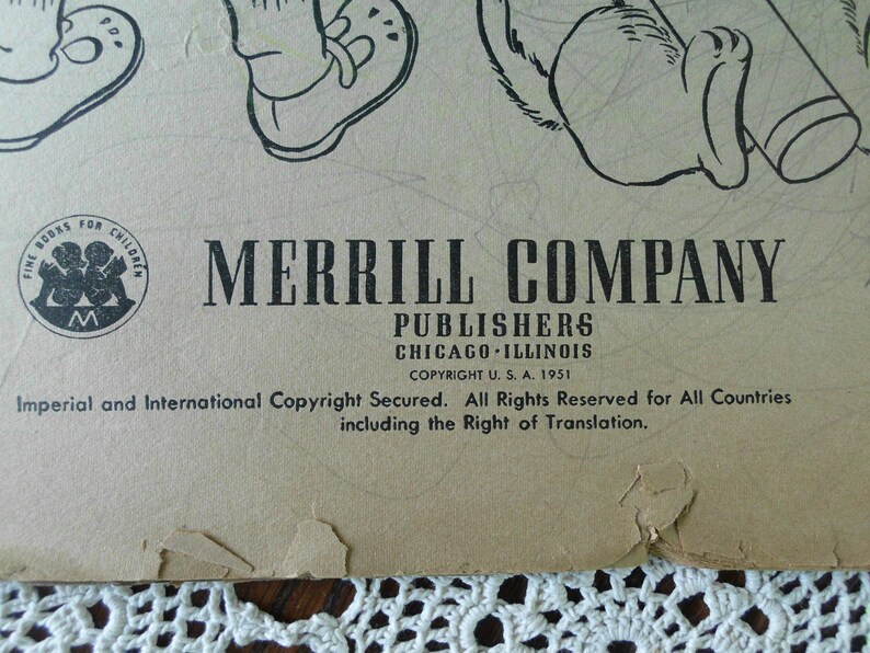 May include: A black and white illustration of a cartoon character wearing a hat and shoes. The image includes the text "MERRILL COMPANY PUBLISHERS CHICAGO ILLINOIS COPYRIGHT U.S.A. 1951 Imperial and International Copyright Secured. All Rights Reserved for All Countries including the Right of Translation."