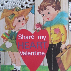 Share My Heart Children&#39;s Valentine Card Vintage Valentine 1960&#39;s Valentine Funny Valentine Card Vintage Valentine cards for Children NOS