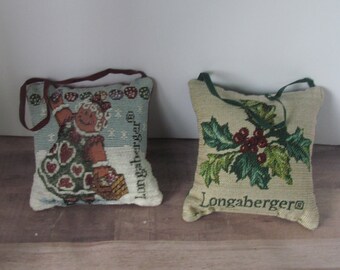 Christmas Pillows Longberger Wicker Baskets Hand Woven basket Longaberger Holiday Pillows Gingerbread Man Christmas Holly Berry