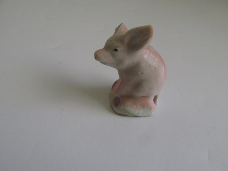 SALE Pig Figurines Miniature Pig Figurines Miniature Garden figurines Pig Miniatures Half Doll Porcelain Whisk Broom Topper image 2