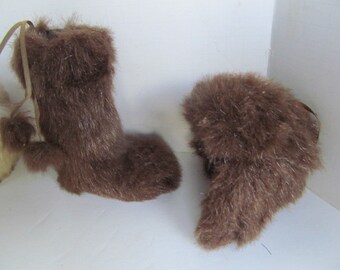 Fur Bomber Hat Brown Faux Fur Hat Ornament Shaggy Fur Christmas ornaments Christmas Tree Ornaments Winter Decor Fireplace Mantle Decor