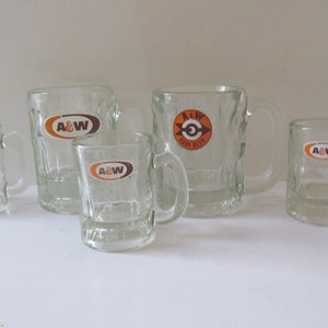 A & W Root Beer Mugs Glass Mug Bar Decor Bar Cart Decor Clear Glass Root Beer Mug with Handles Root Beer Float Glasses Lg Mugs Child sz mugs