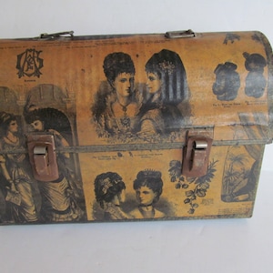 Dome Top Lunch Box Lunch box Metal Lunch Pail  Victorian Lady Portrait Vintage metal lunch boxes Vintage Metal Lunch Box Thermos Alladin
