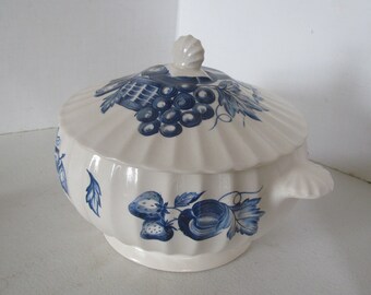 Blue Soup Tureen Blue and Cream Vegetable serving Dish With Lid Blue Soup Tureen Blue Kitchen Fruit Home Home interior Designs