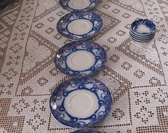 Antique Flow Blue Plate, Flow Blue China Henry Alcock Pattern Dark Flow Blue White China Antique English China Flow Blue Alcock