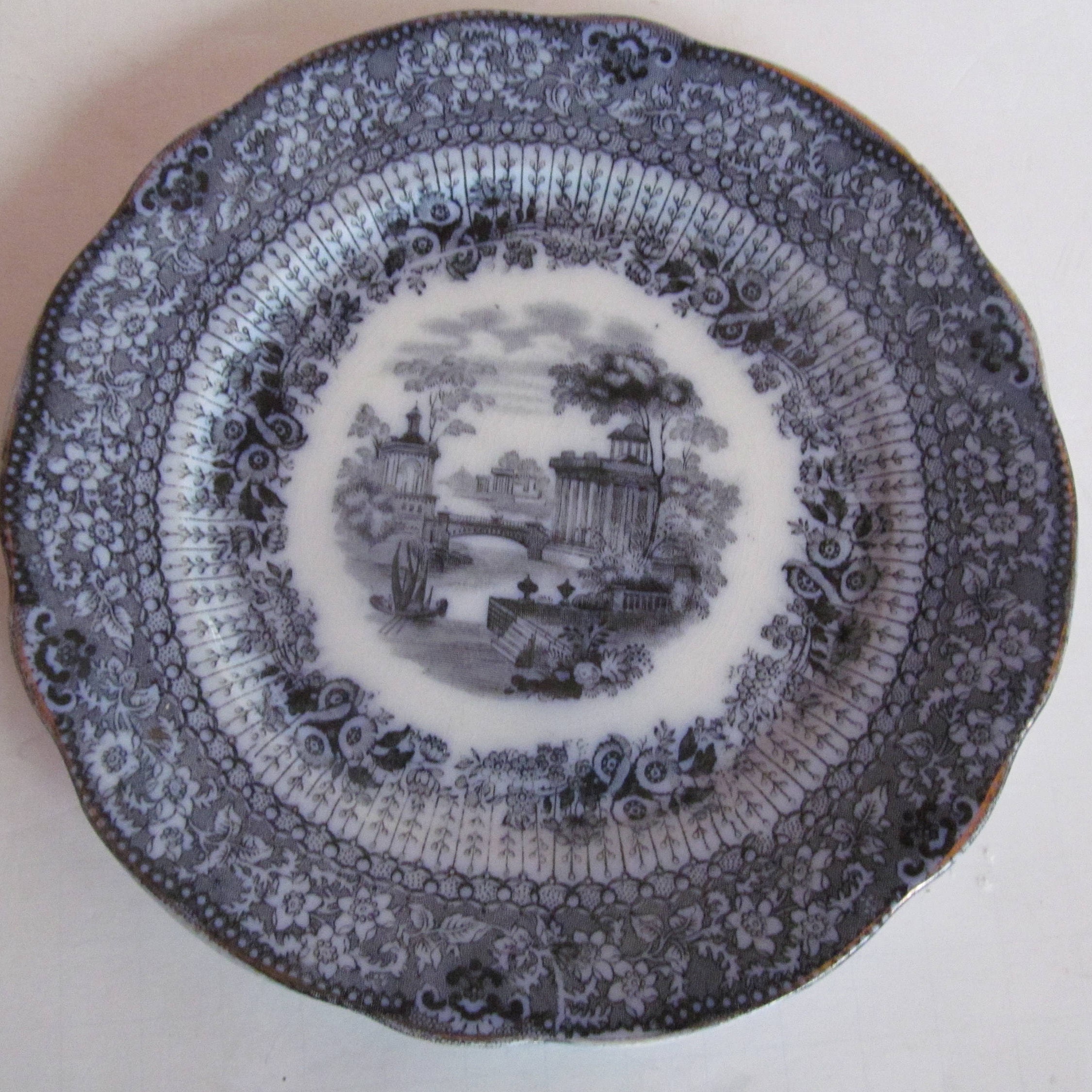 Antique 10" Oval Vegetable Bowl Dundee (Flow Blue) by RIDGWAY (RIDGWAYS) England campestre.al