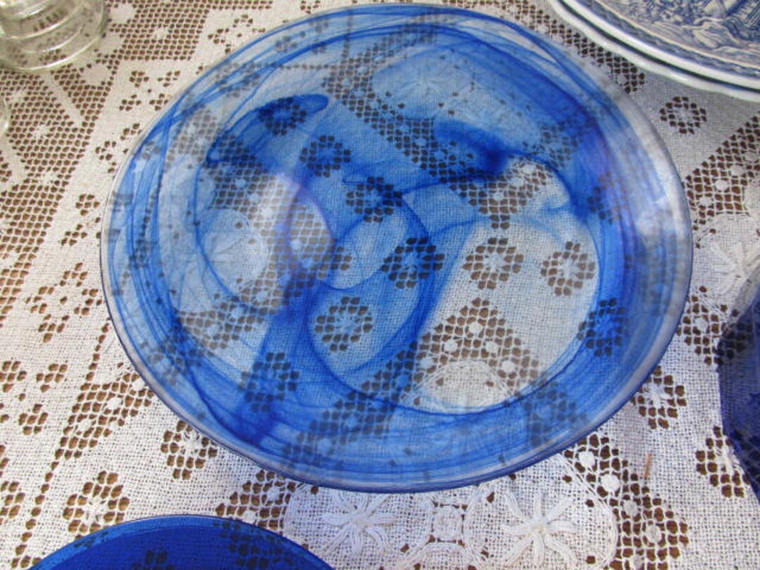 Cobalt blue glass plates blue swirl serving platter plates blue home