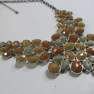 Lovely Brown Faceted Bohemian Necklace Brown Earth tones Stone,16&quot; adjustable necklace women Gifts for Her Boho Necklace Browns Sage Green