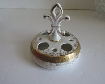 French Art Nouveau Lipstick Holder Victorian Vanity Tray Lipstick Tube Holder Antique Porcelain Lipstick Holder Dresser Vanity fleur de lis