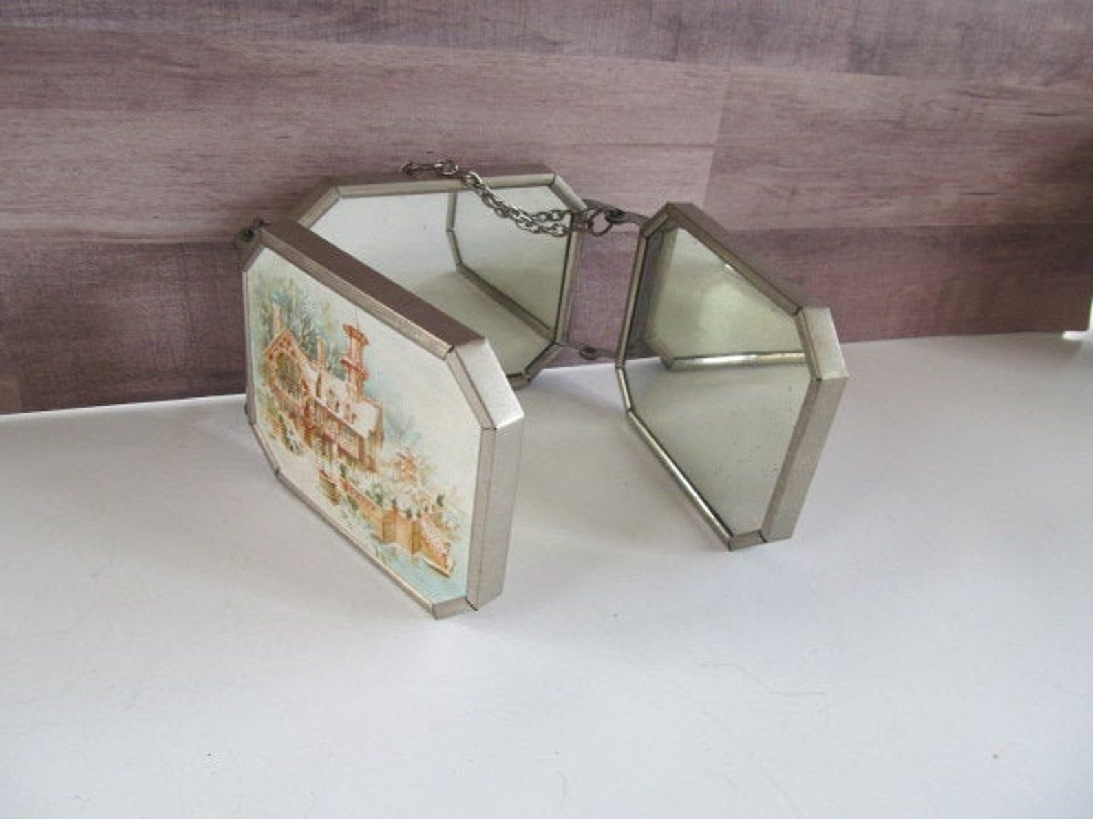 Tri Fold Mirror Antique Shaving Mirror Folding Mirror Guest Etsy