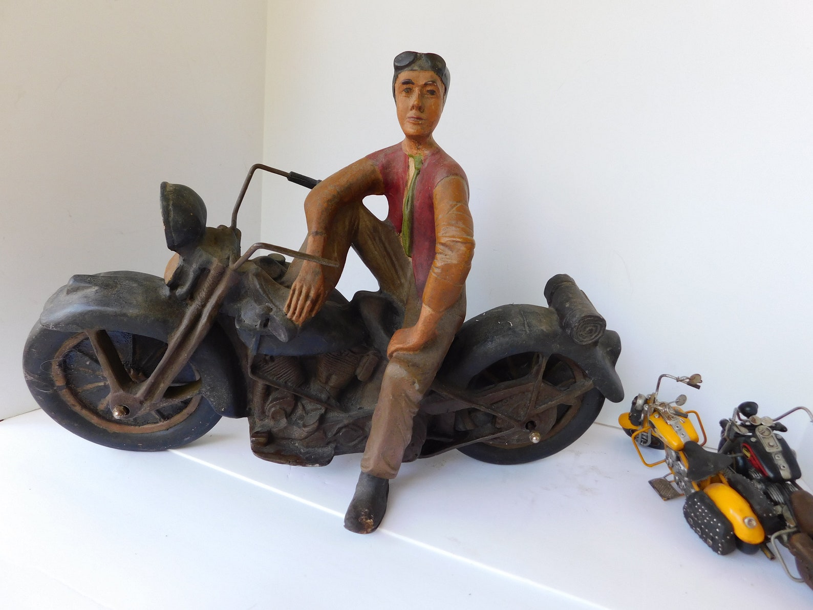 Huge Antique Motorcycle Rider Statue Motorcycle Gift for Him Etsy