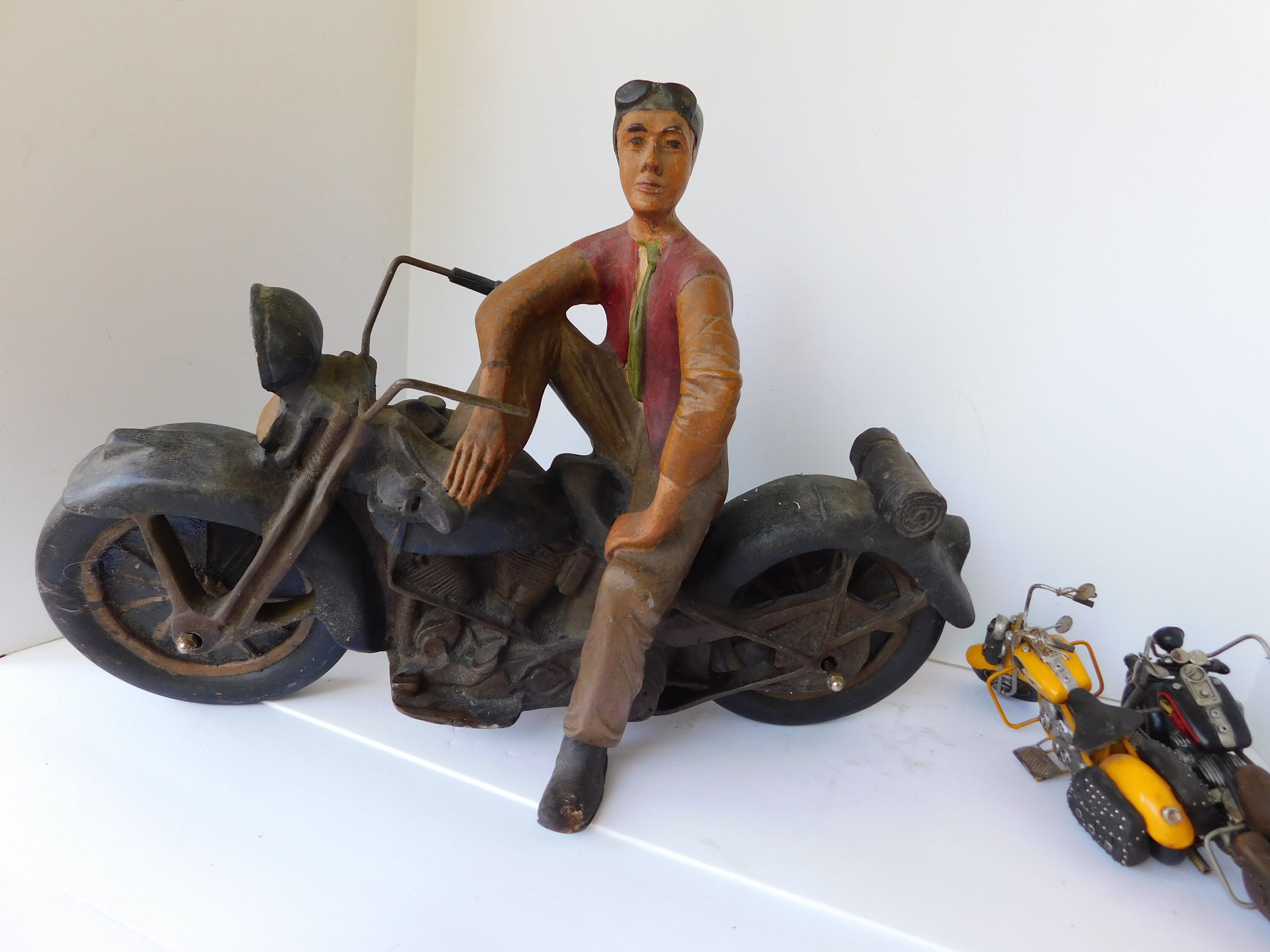 Huge Antique Motorcycle Rider Statue Motorcycle Gift for Him Etsy