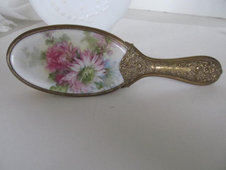 Antique Porcelain Hair Brush Art Nouveau Repouse Hair Brush Etsy