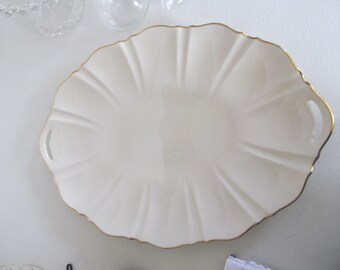 LENOX Symphony Platter Turkey Platter Ham Platters Large Serving Platter Ivory Lenox Gold Trim Giftware Sculptured Ivory Wedding Table Decor