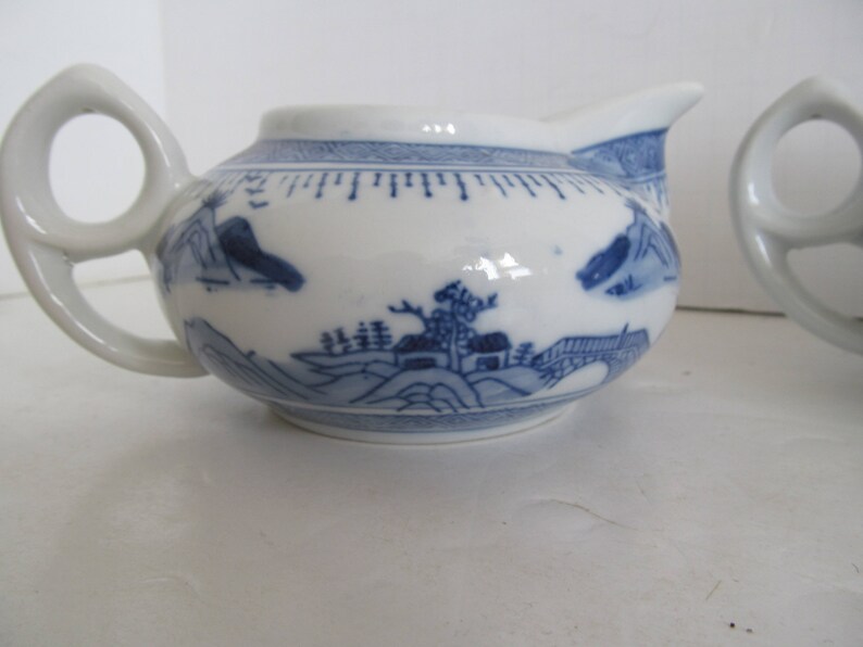 Blue and White Sugar and Creamer Set Oriental Sugar Creamer Etsy