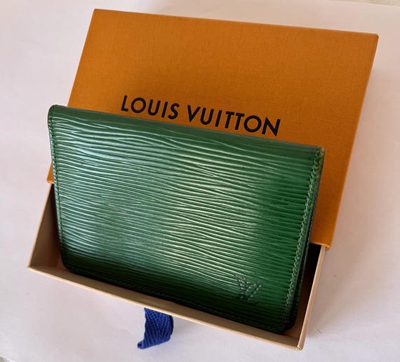 LV Green Epi Card Case Wallet LV Wallet Box Credit Card Holder