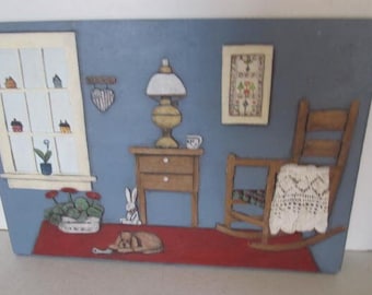 3D Primitive Farmhouse Wall Picture Frame Crochet Doily Colonial Home decor Primitive wall Decor House Decor Primitive Home decor