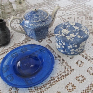 Hand Blown Glass Cobalt Blue Glass Plates Blue Swirl Serving platter plates Blue Home Decor Blue Glass Dining Table decor Blue Glass Plates