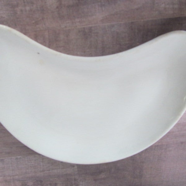 Oversize Bone Dish / Side Dishes White Crescent Shaped Dish White Ironstone White Porcelain