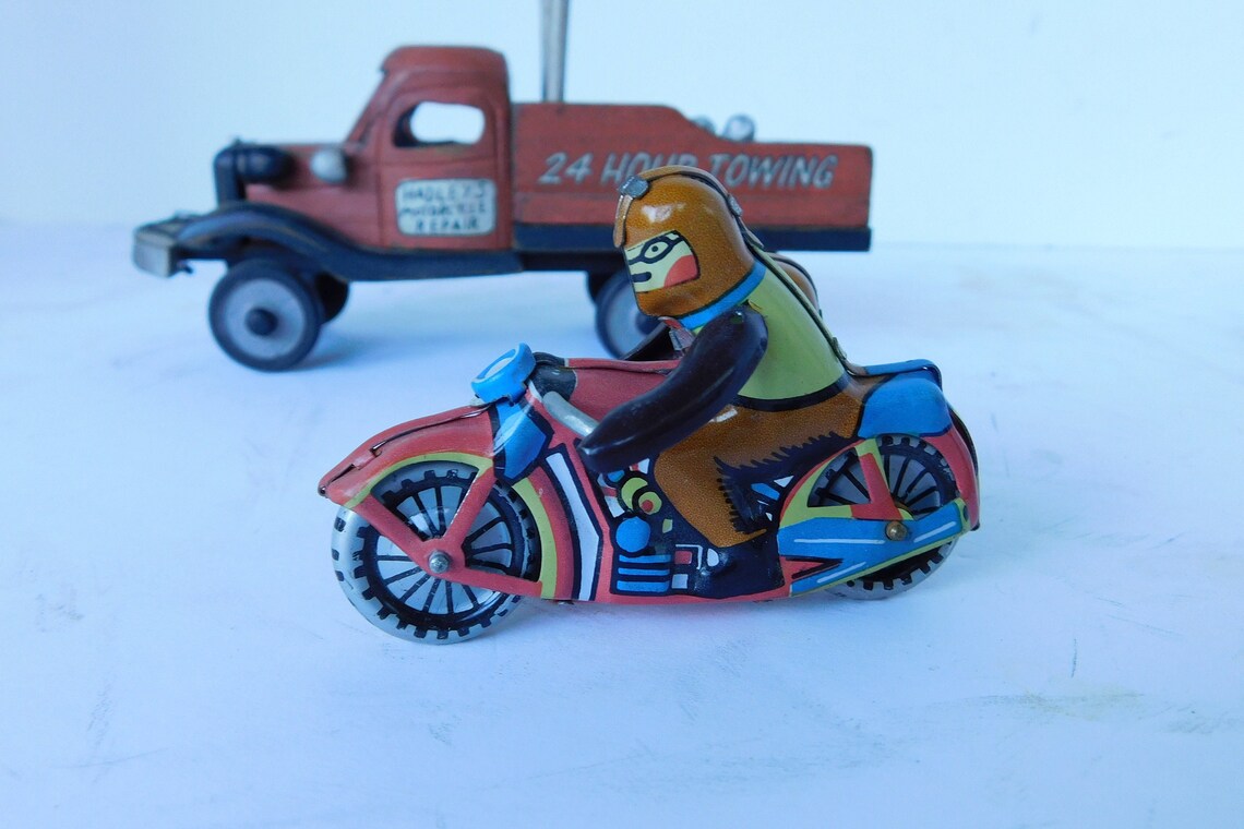 Tin Motorcycle With Sidecar Motorcycle Toys Vintage Motorcycle Etsy