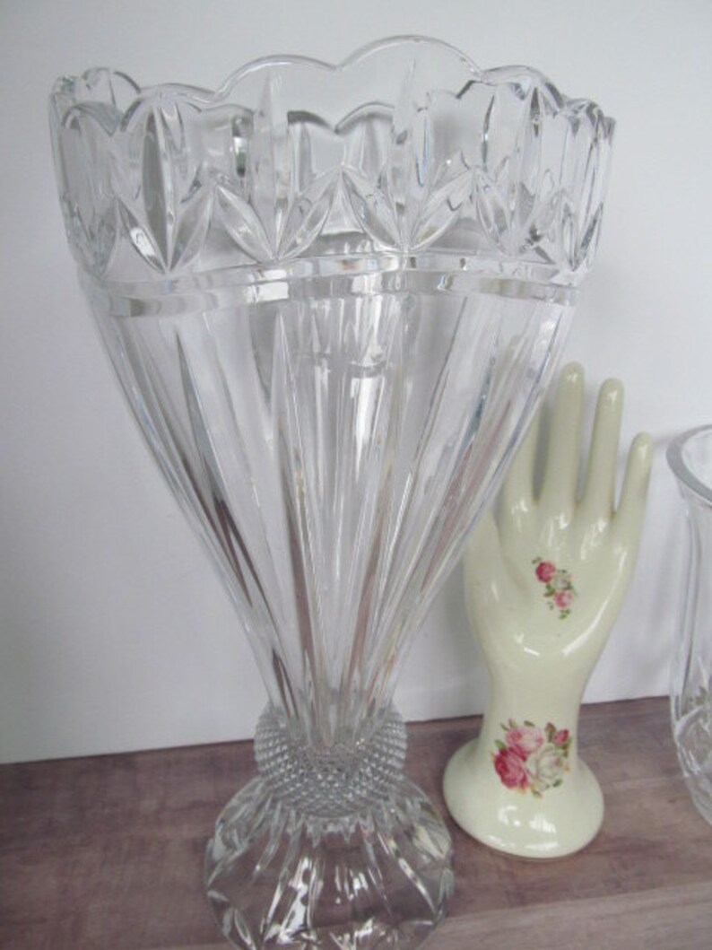 XL Tall Crystal Vase Cut Glass Vase Lead Crystal Clear Glass Etsy