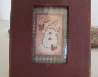 Let it Snow Primitive Snowman Christmas Decor Snowman Picture Frame Prim Snowmen Snowman Primitive Christmas Decor Star Ornie