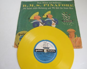 Yellow Vinyl H M S Pinafore Story Telling Record Album Childrens 78 rpm Golden Record Story Book, Children Phonograph Records Yellow Records