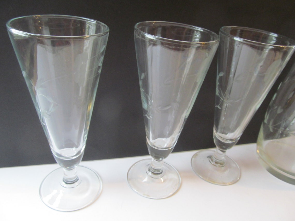 Pilsner Glass Princess House Crystal Heritage Pattern Glass Etsy