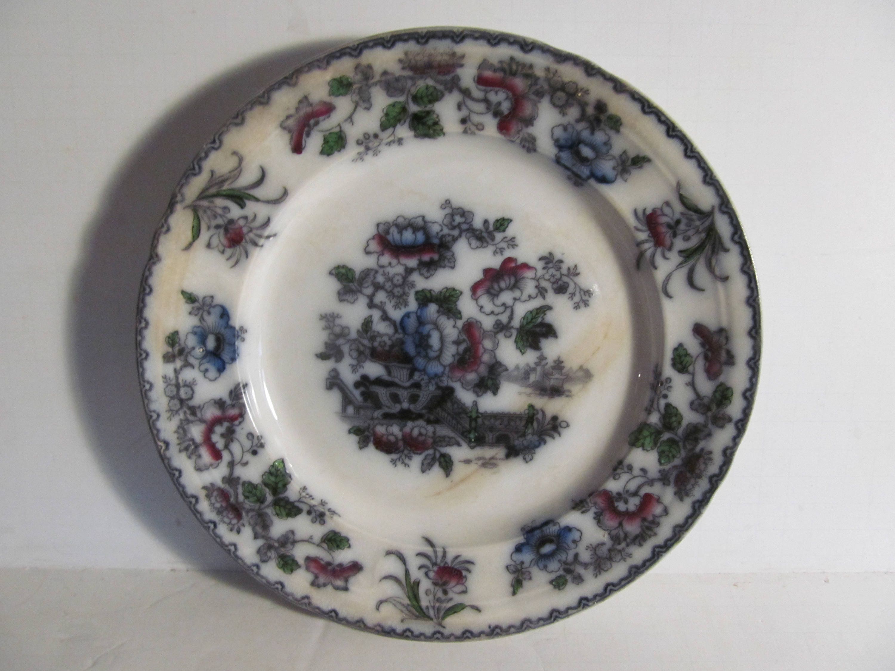 1800s Flow Black Mulberry Plates Polychrome TJ & J Mayer Etsy