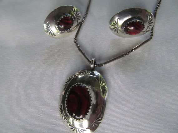 Beautiful Rare Red Abalone Paua Sterling Silver S… - image 3