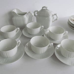 White Tea Set Service for 6 Place Setting Leonard Vienna Austria Porcelain Tea Set Sugar and Creamer set Fine Dining Dishes Luxury Dishes