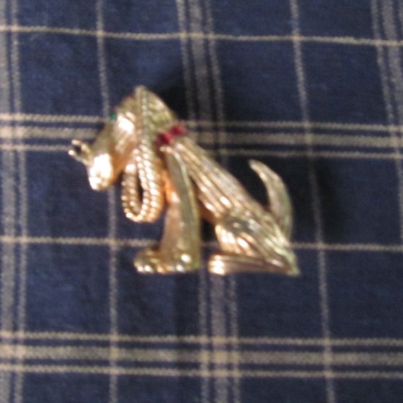 Droopy Ear Dog 1950's Cute Puppy Dog Scarf Brooch