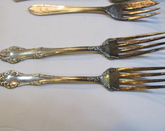 Pr wm a Rogers Silverware Antique Flatware Forks Appetizer Utensils Fork 1885 WM A Rogers Bridal gift Wedding Silver Serving Silverware