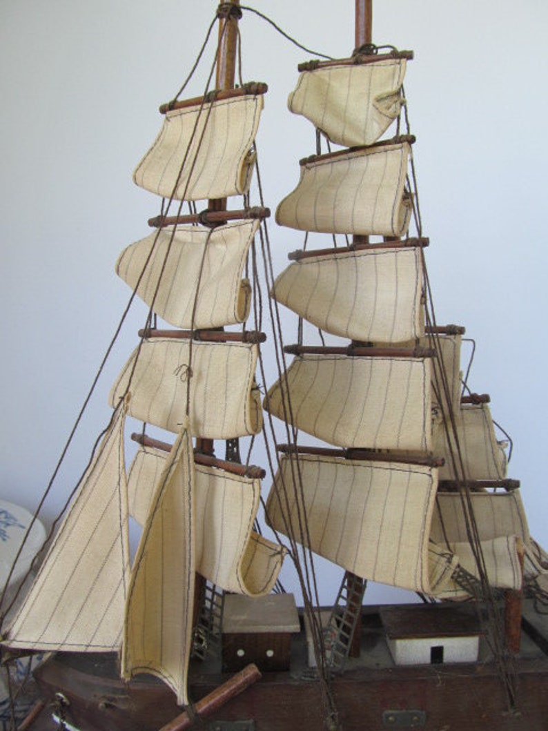 Sailing Ship Decor Vintage wood Sailing Vessel Cloth Mast Etsy