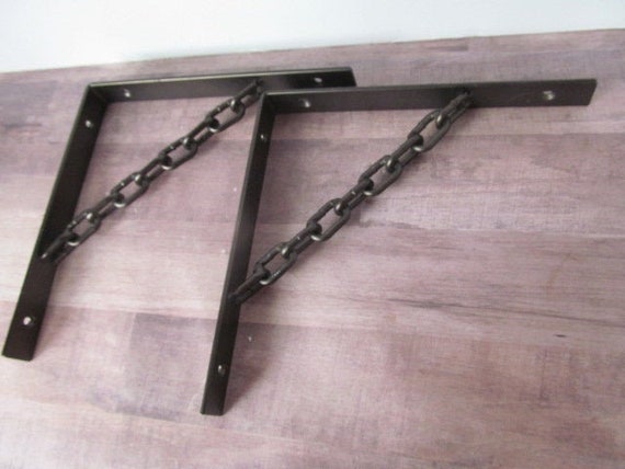 PR Iron Brackets Matching Pair Shelf Brackets Rustic Decor Industrial Metal Brackets Industrial Shelving Medieval Gothic Chains Gothic Home