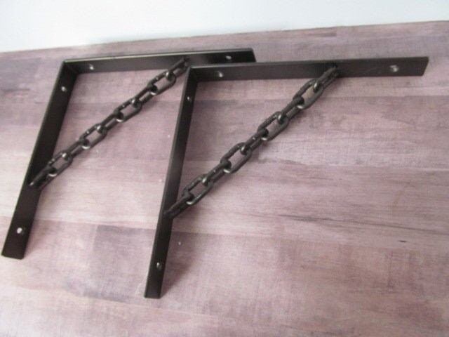PR Iron Brackets Matching Pair Shelf Brackets Rustic Decor Industrial Metal Brackets Industrial Shelving Medieval Gothic Chains Gothic Home
